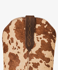 Women’s Cow Print Zippered Pointed Toe Boots