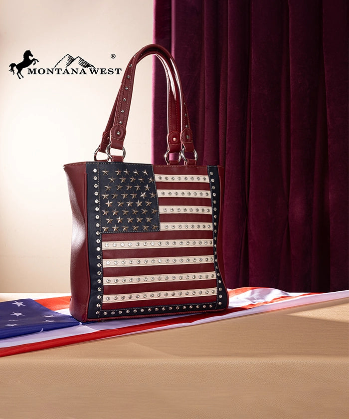 Montana West American Pride Concealed Carry Tote Bag Red
