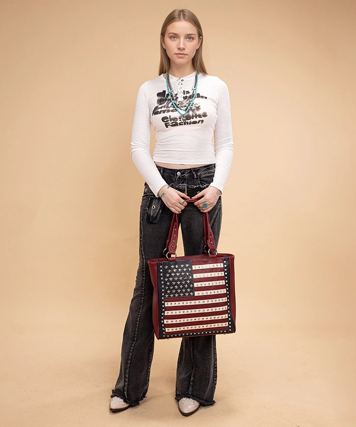 Montana West American Pride Concealed Carry Tote Bag Red