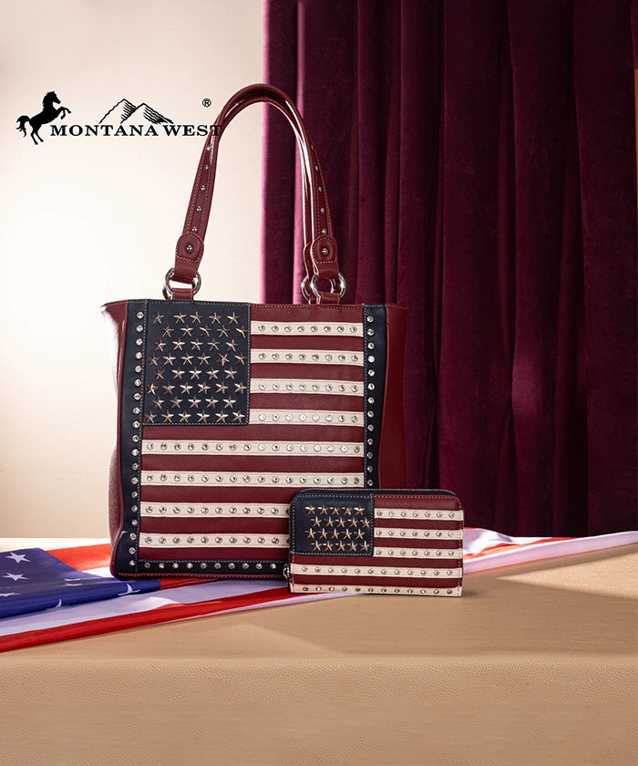 Montana West American Pride Concealed Carry Tote Bag Red