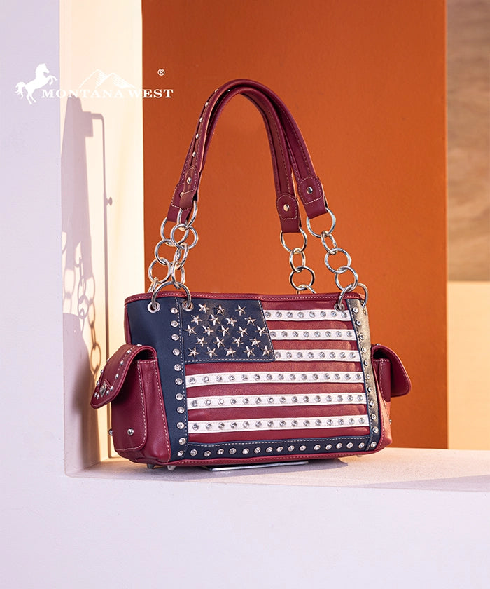 Montana West American Pride Concealed Satchel Red