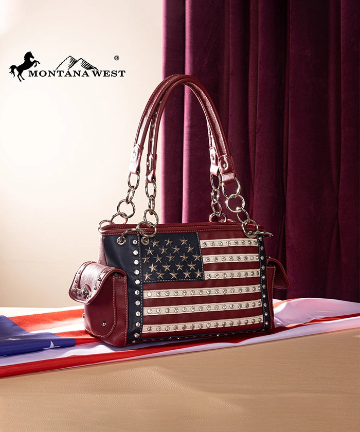 Montana West American Pride Concealed Satchel Set Red