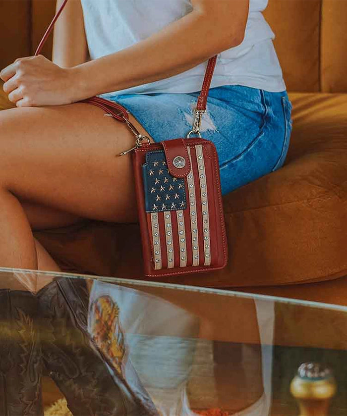 Montana West American Pride Phone Purse Red