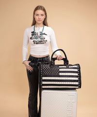 Montana West American Flag Studded Bag | Weekender Travel Duffle Bag in black