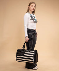 Montana West American Flag Studded Bag | Weekender Travel Duffle Bag in black