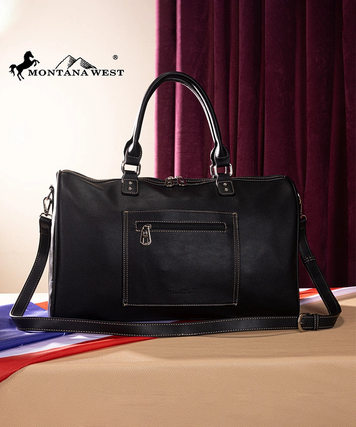 Montana West American Flag Studded Bag | Weekender Travel Duffle Bag in black