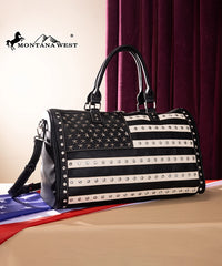 Montana West American Flag Studded Bag | Weekender Travel Duffle Bag in black
