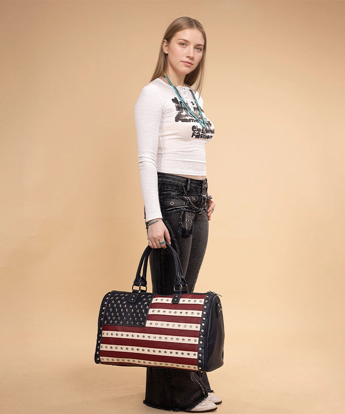 Montana West American Pride Studs Weekender Bag Navy