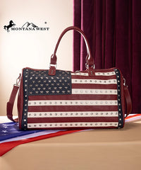 Montana West American Pride Studs Weekender Bag Red