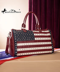 Montana West American Pride Studs Weekender Bag Red