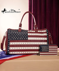 Montana West American Pride Studs Weekender Bag Red