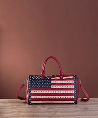 Montana West American Flag Studded Bag | Weekender Travel Duffle Bag in red