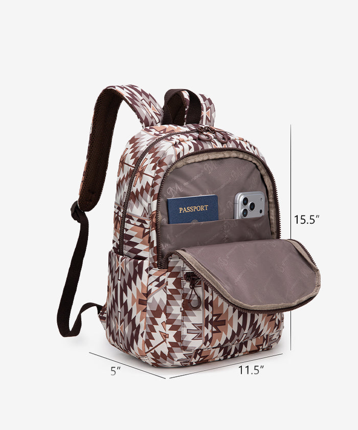 Montana West Aztec Print Diaper Bag Backpack Brown