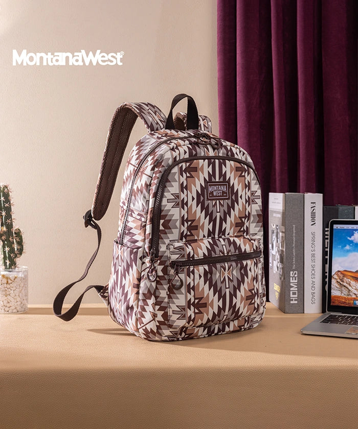 Montana West Aztec Print Diaper Bag Backpack Brown