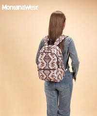 Montana West Aztec Print Diaper Bag Backpack Brown