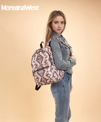Montana West Aztec Print Diaper Bag Backpack Brown