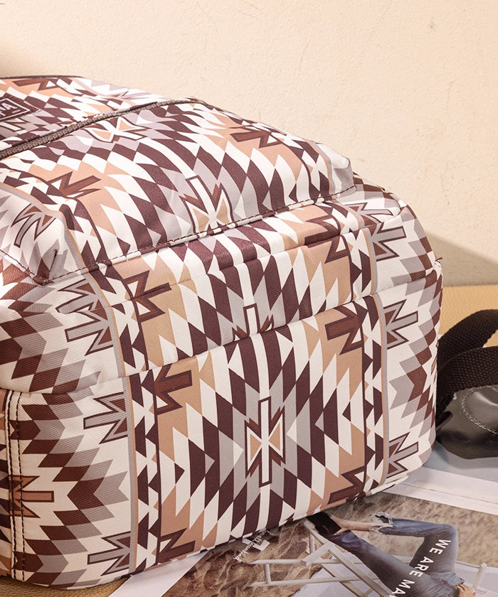 Montana West Aztec Print Diaper Bag Backpack Brown
