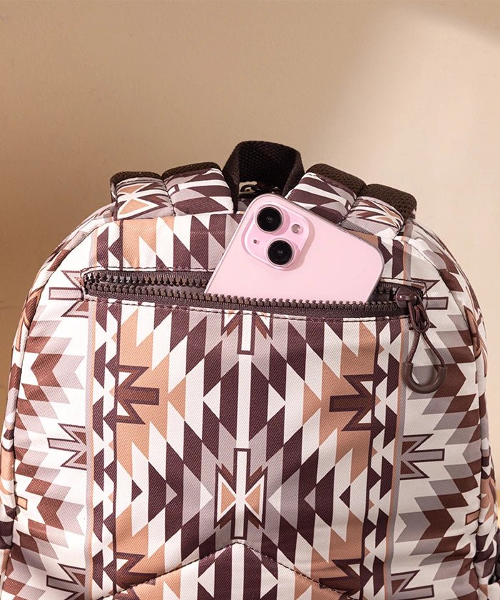 Montana West Aztec Print Diaper Bag Backpack Brown