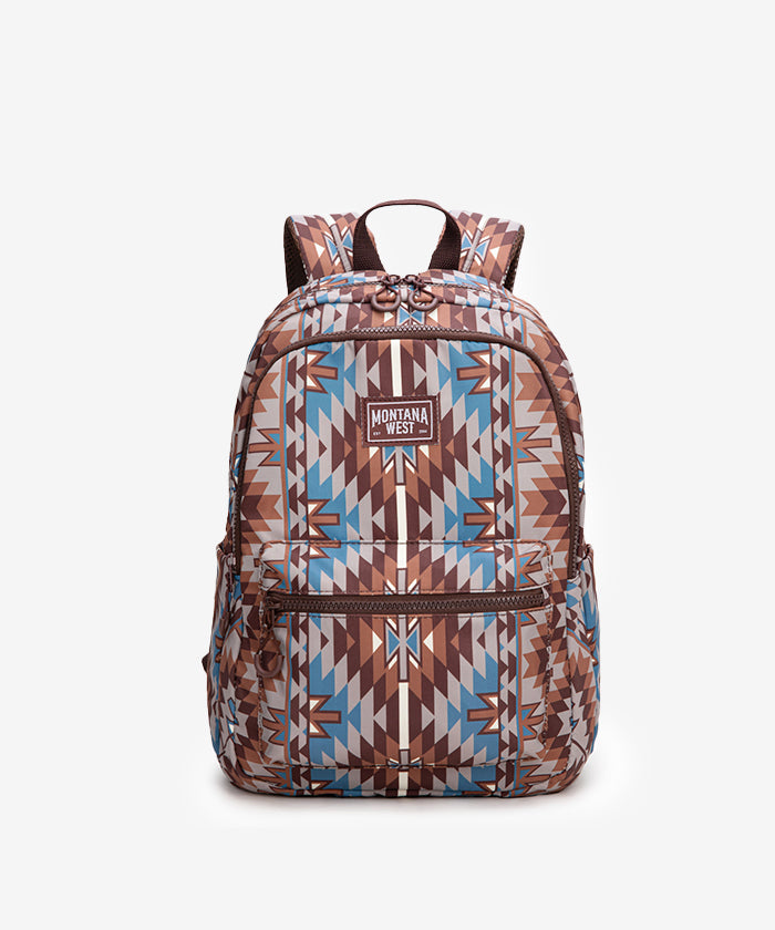 Montana West Aztec Print Diaper Bag Backpack Coffee