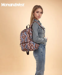 Montana West Aztec Print Diaper Bag Backpack Coffee