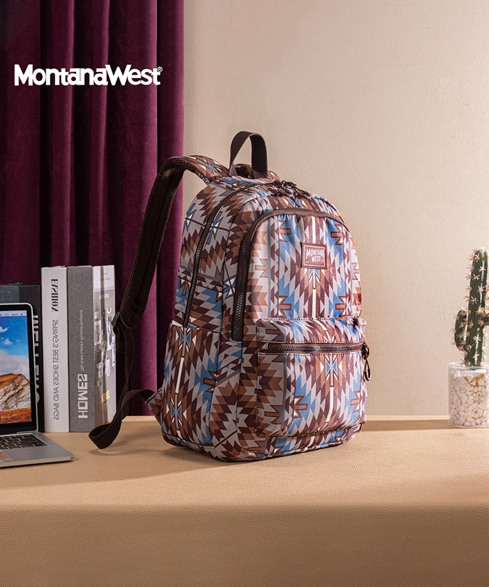 Montana West Aztec Print Diaper Bag Backpack Coffee