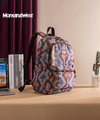 Montana West Aztec Print Diaper Bag Backpack Coffee