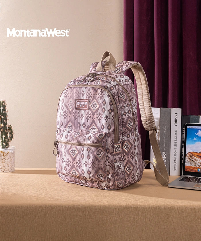 Montana West Aztec Print Diaper Bag Backpack Light Coffee