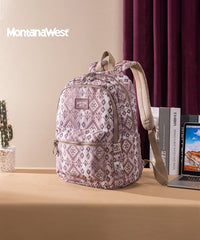 Montana West Aztec Print Diaper Bag Backpack Light Coffee