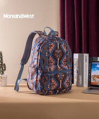 Montana West Aztec Print Diaper Bag Backpack Navy