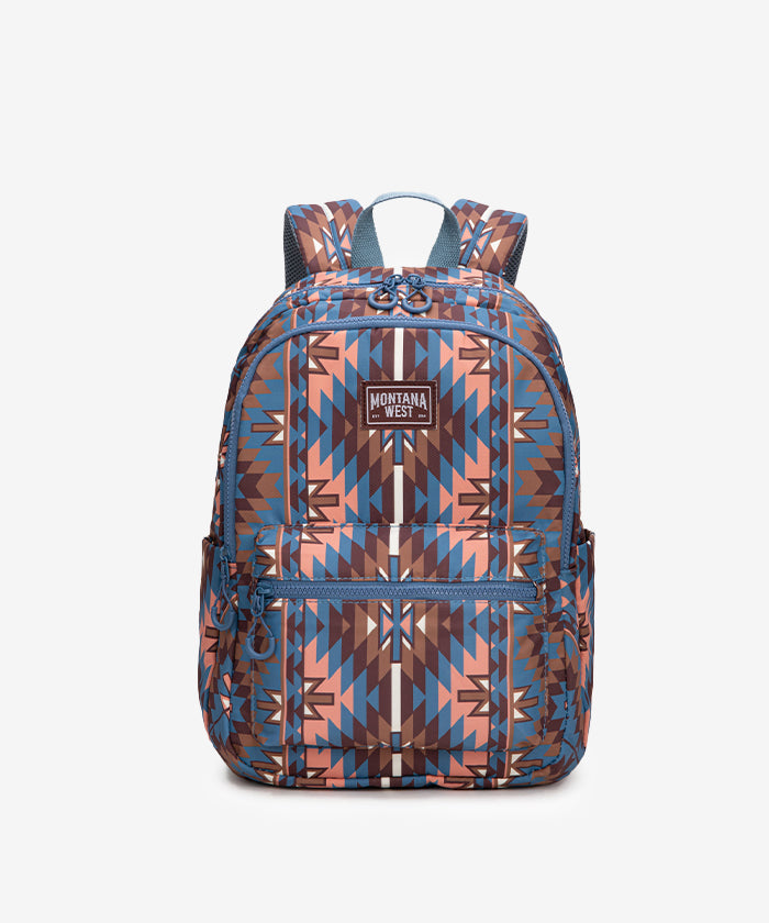 Montana West Aztec Print Diaper Bag Backpack Navy