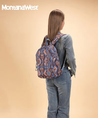 Montana West Aztec Print Diaper Bag Backpack Navy