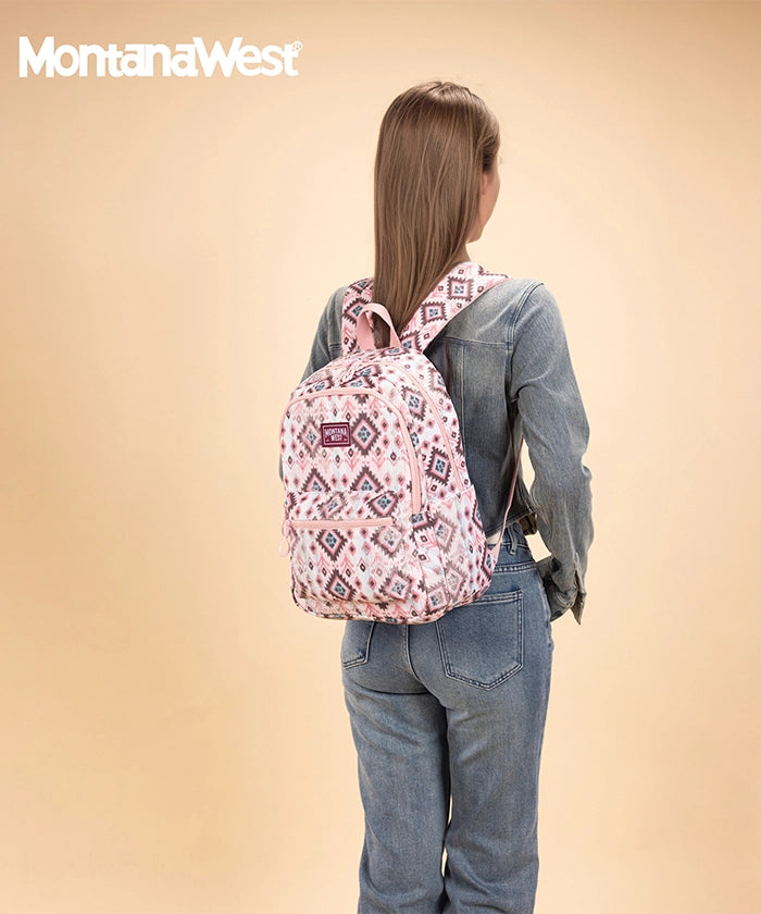 Montana West Aztec Print Diaper Bag Backpack Pink