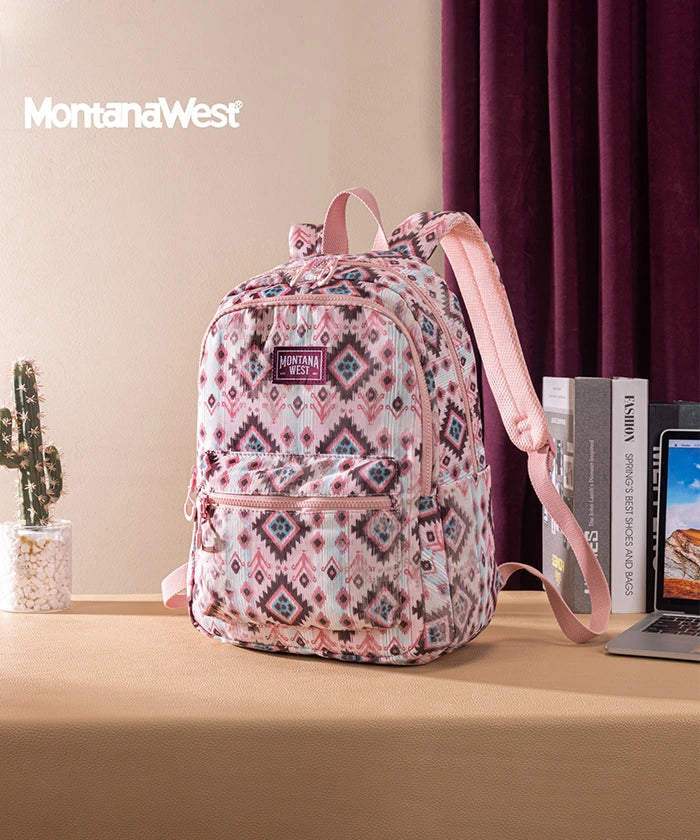 Montana West Aztec Print Diaper Bag Backpack Pink