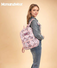 Montana West Aztec Print Diaper Bag Backpack Pink
