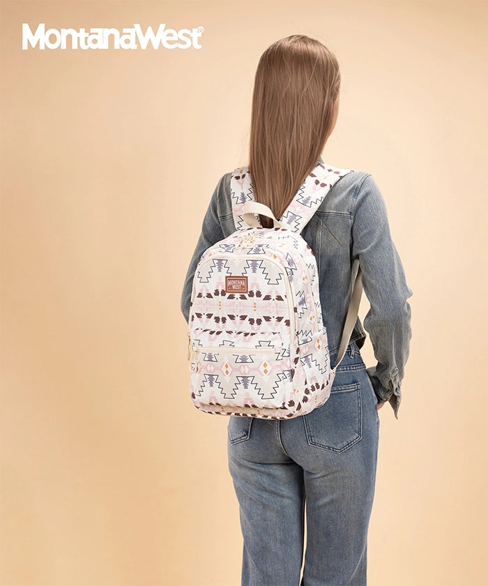 Montana West Aztec Print Diaper Bag Backpack Tan