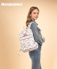 Montana West Aztec Print Diaper Bag Backpack Tan