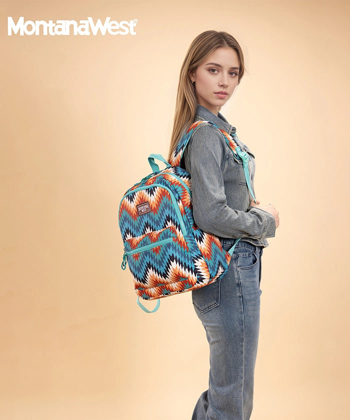 Montana West Aztec Print Diaper Bag Backpack Turquoise