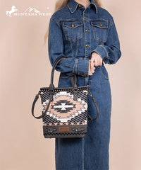 Montana West Aztec Printed Concealed Carry Crossbody Purse Black