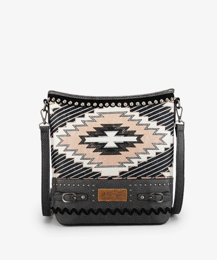Montana West Aztec Printed Concealed Carry Crossbody Purse Black