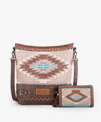 Montana West Aztec Printed Concealed Carry Crossbody Purse Coffee
