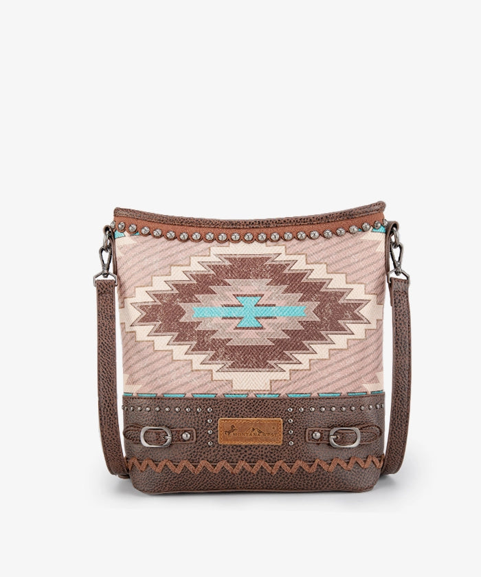 Montana West Aztec Printed Concealed Carry Crossbody Purse Coffee
