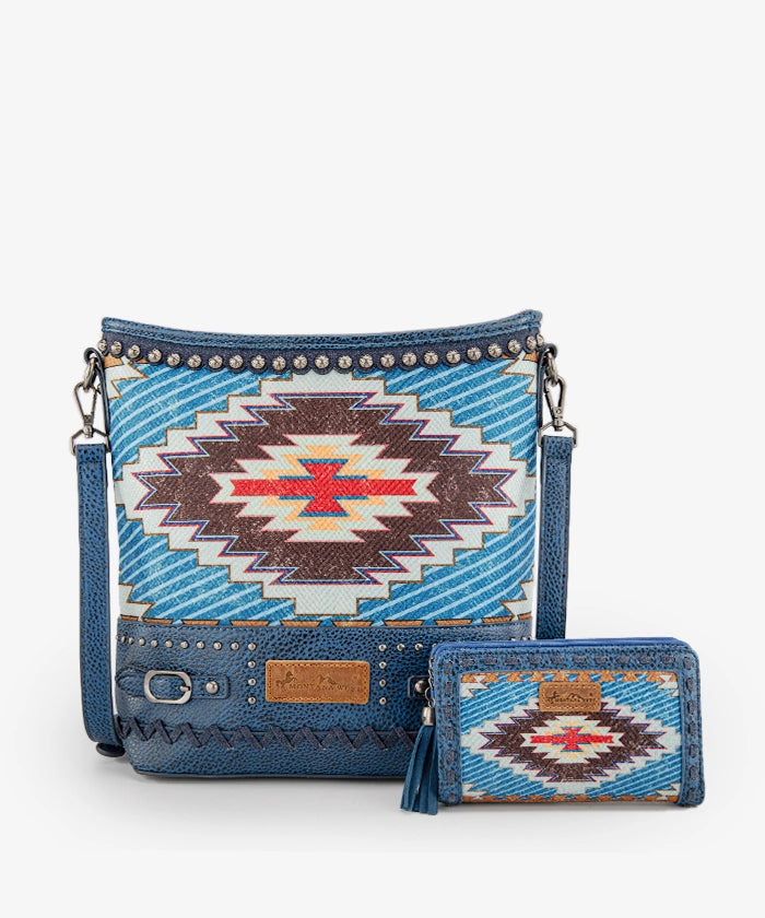 Montana West Aztec Printed Concealed Carry Crossbody Purse Jean