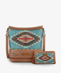 Montana West Aztec Printed Concealed Carry Crossbody Purse Turquoise