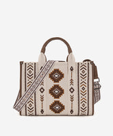 Montana West Aztec Retro Arrows Dual Sided Print Wide Tote Beige