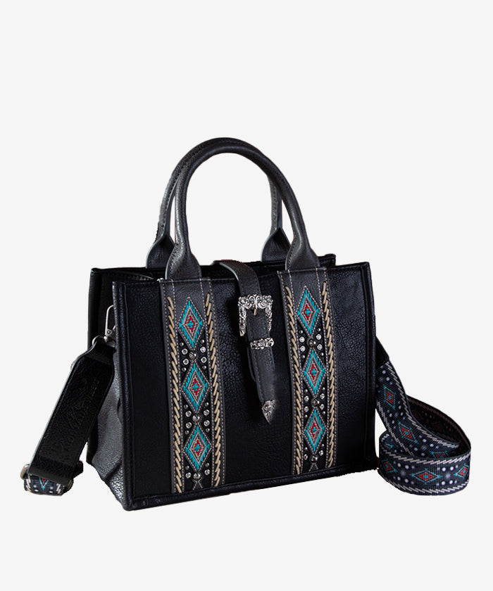 Montana West Buckle Aztec Concealed Carry Tote Black
