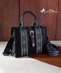 Montana West Buckle Aztec Concealed Carry Tote Black