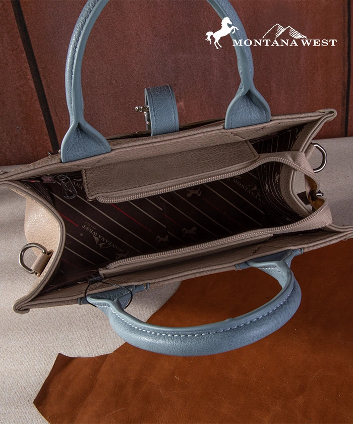 Montana West Buckle Aztec Concealed Carry Tote Khaki