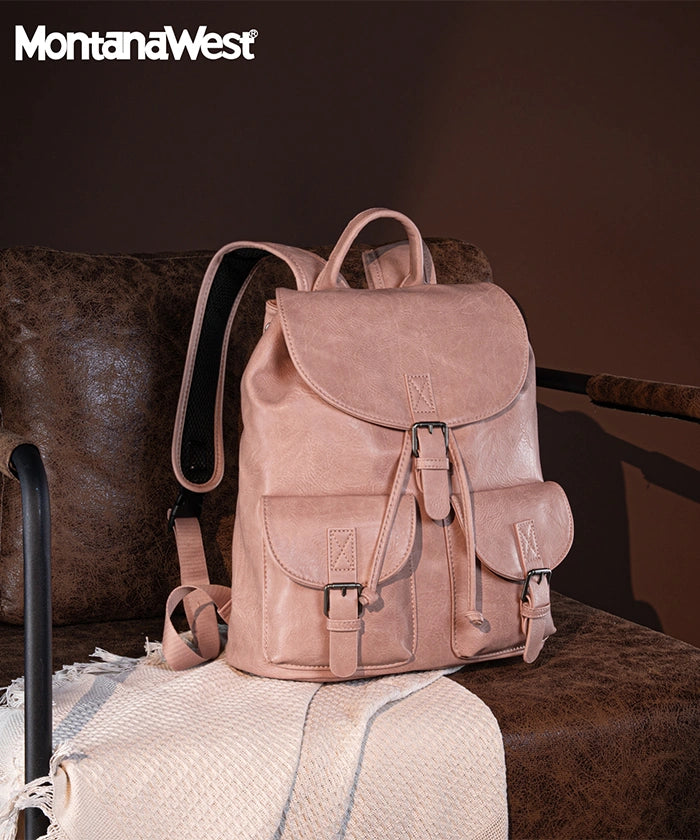 Montana West Buckle Backpack Dark Pink