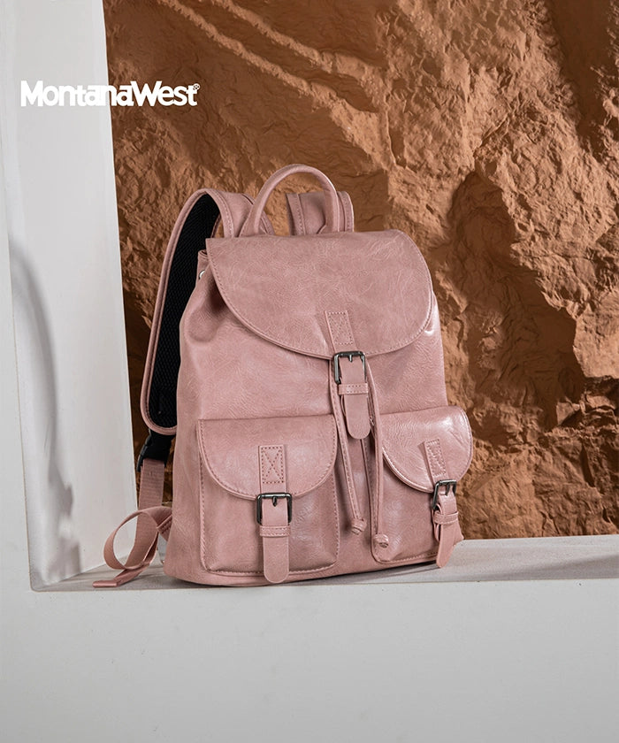 Montana West Buckle Backpack Dark Pink