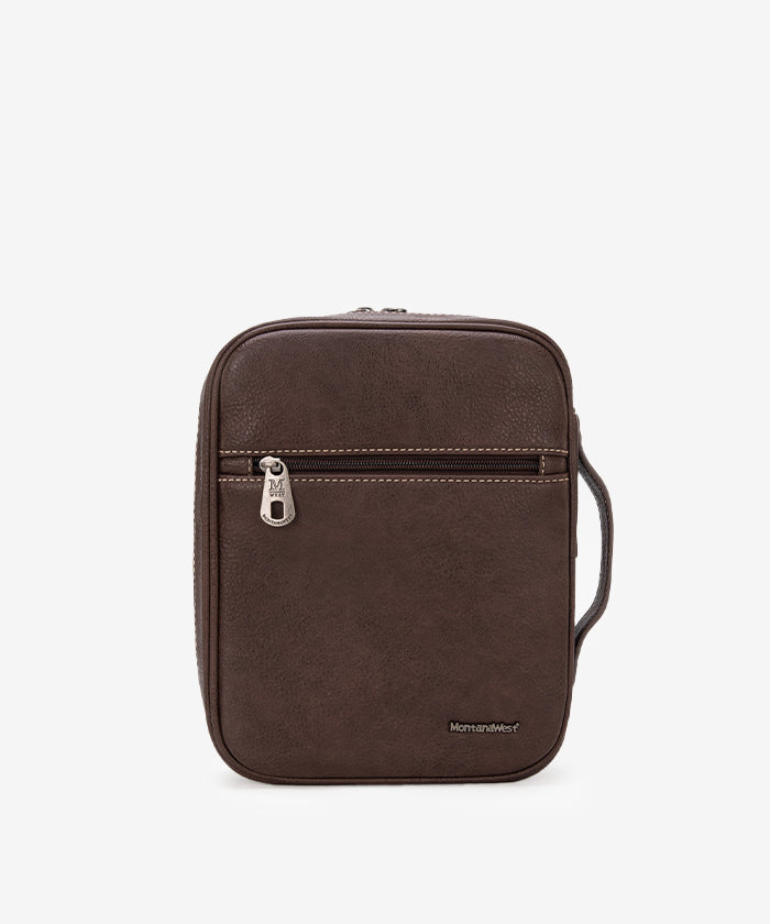 Montana West Cowhide Western Bible Cover Brown